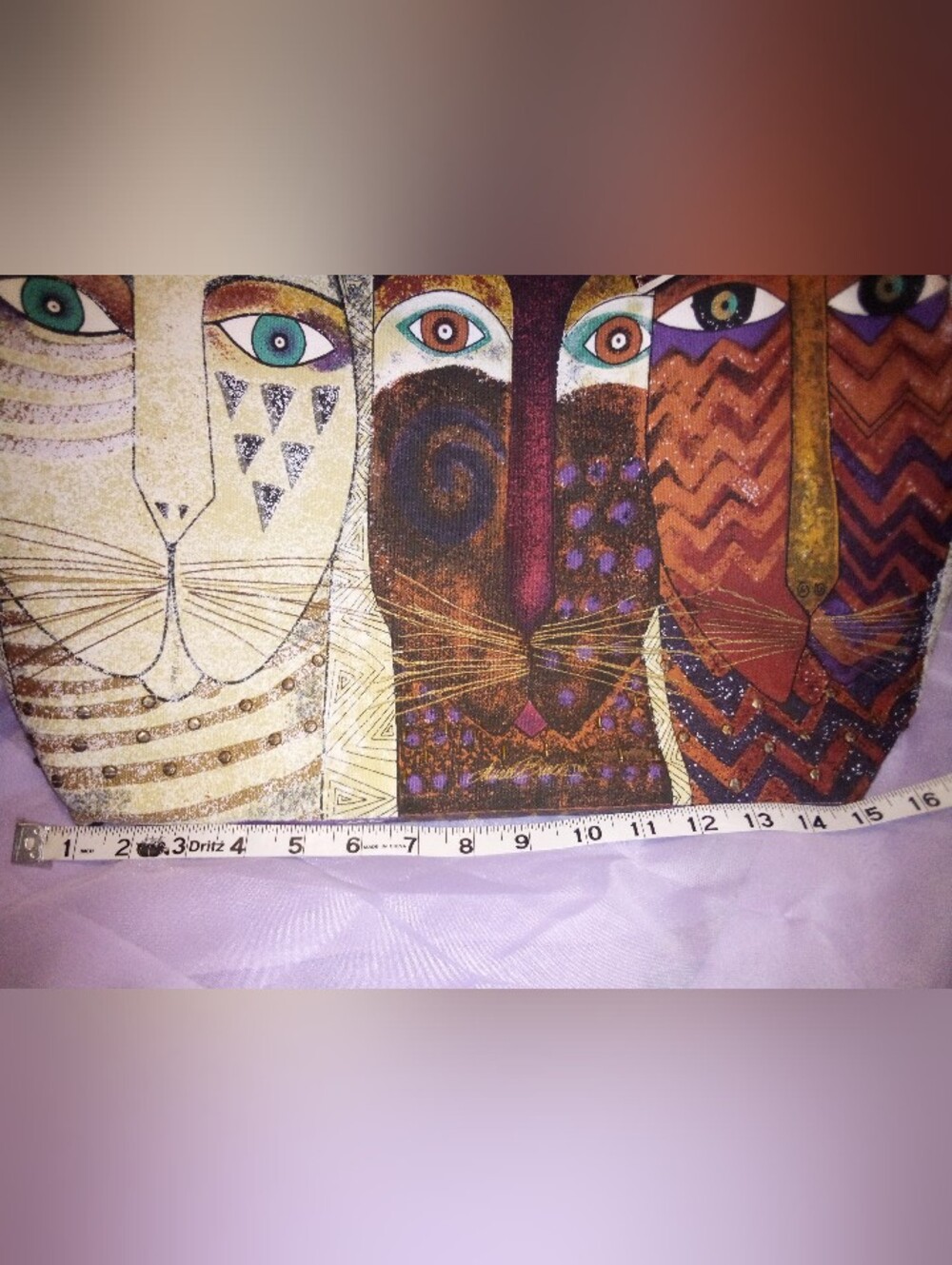 Laurel Burch Large Canvas Tote Cats - Picture 4 of 11
